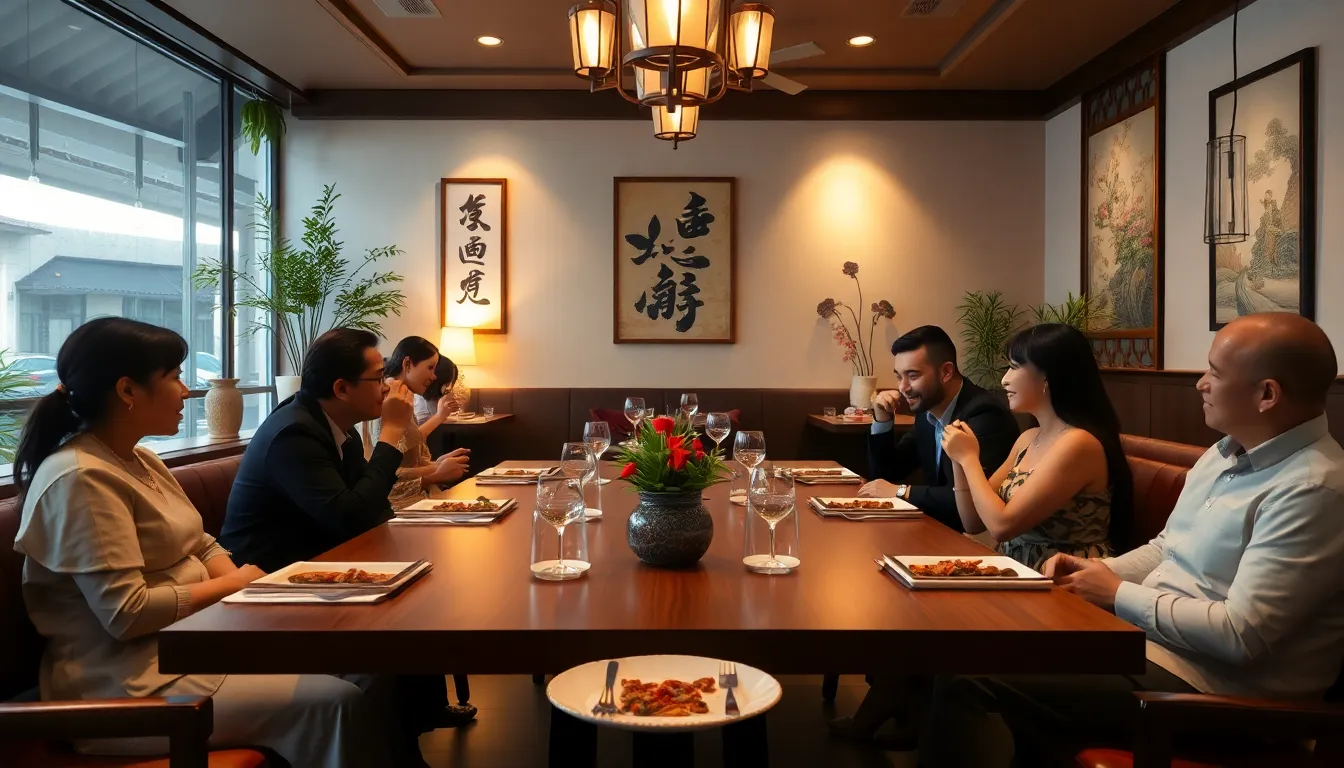 interior of Mandarin Garden Restaurant with diners enjoying their meals.